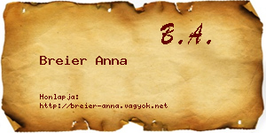 Breier Anna névjegykártya